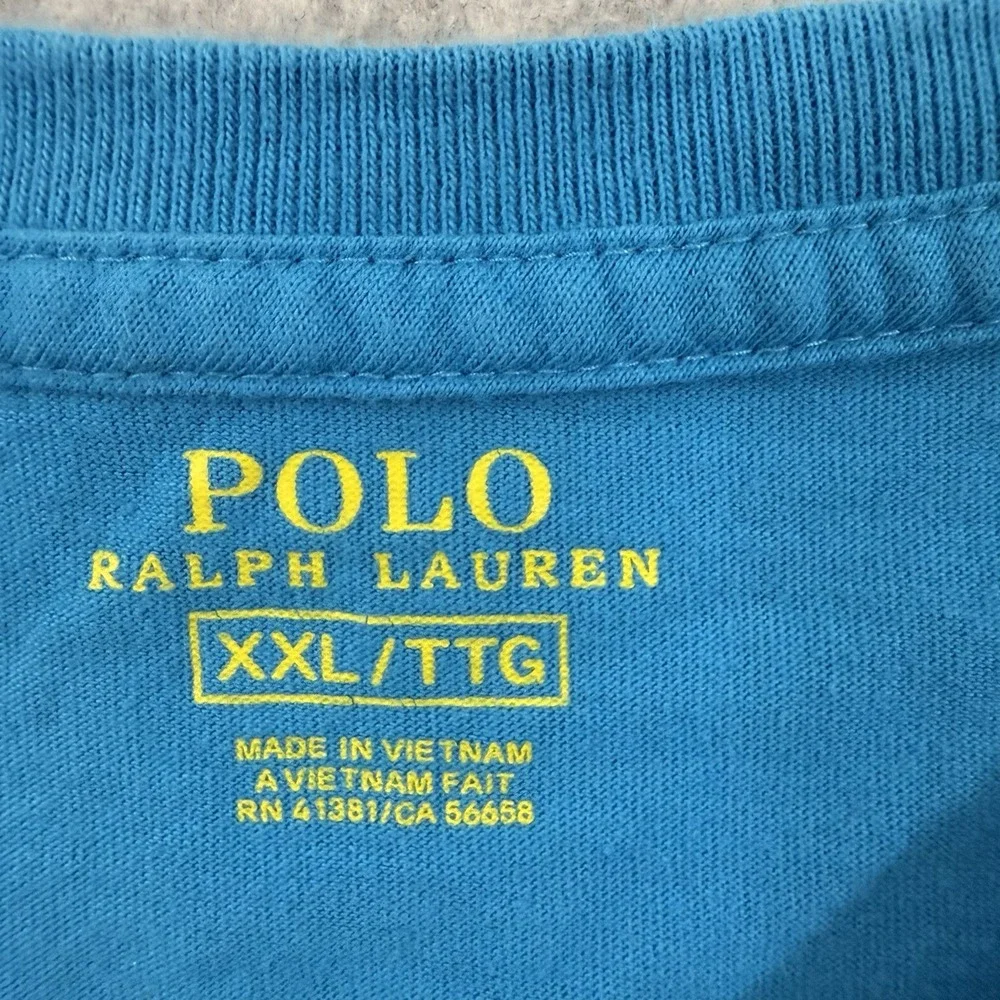 Polo Ralph Lauren T-Shirt Men's 2XL Teal Blue Short Sleeve Crew Neck Yellow Pony